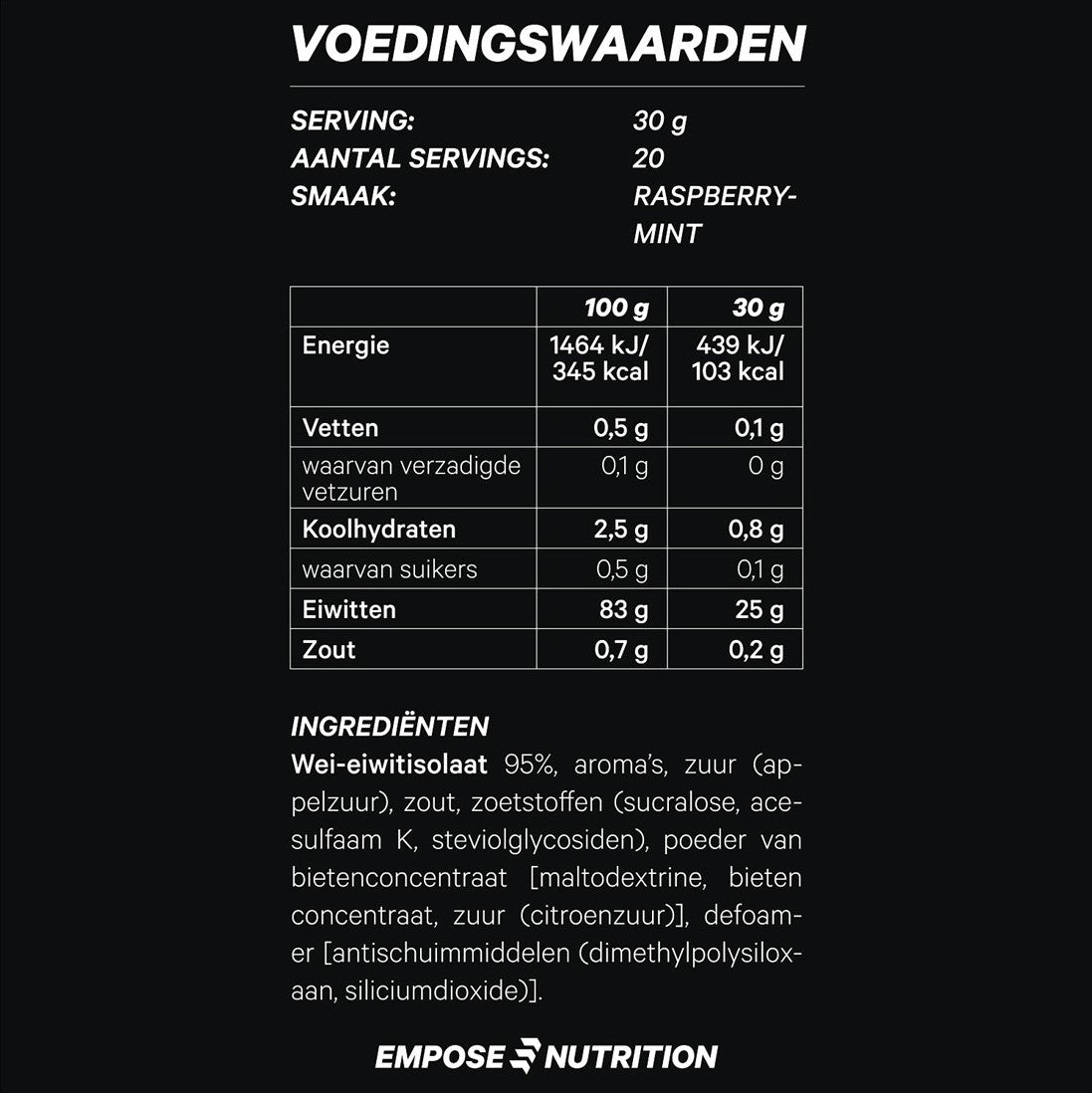 Empose Nutrition Water Clear Isolate - Eiwit Poeder - Protein Combi-Deal - Raspberry Mint - Tropical