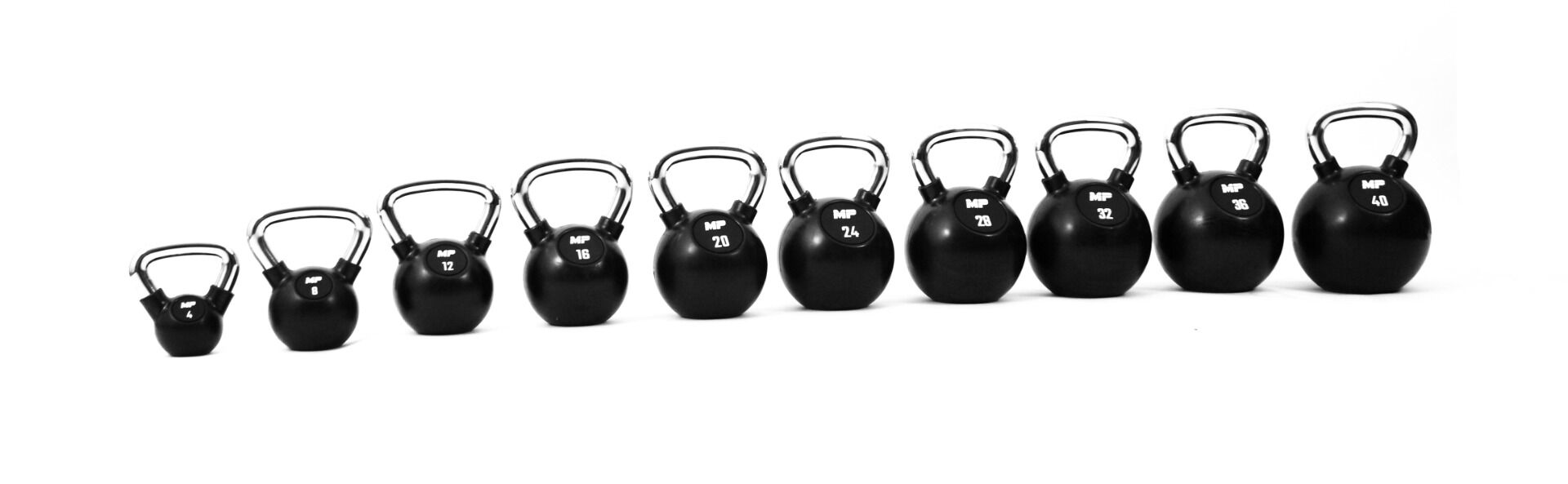Muscle Power Rubberen Kettlebell - Zwart - 16 kg