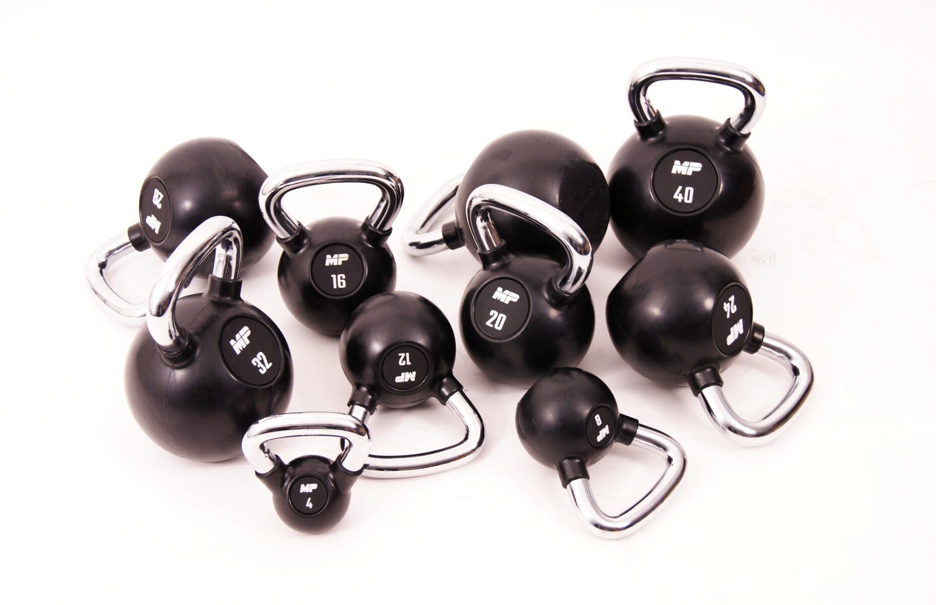Muscle Power Rubberen Kettlebell - Zwart - 28 kg