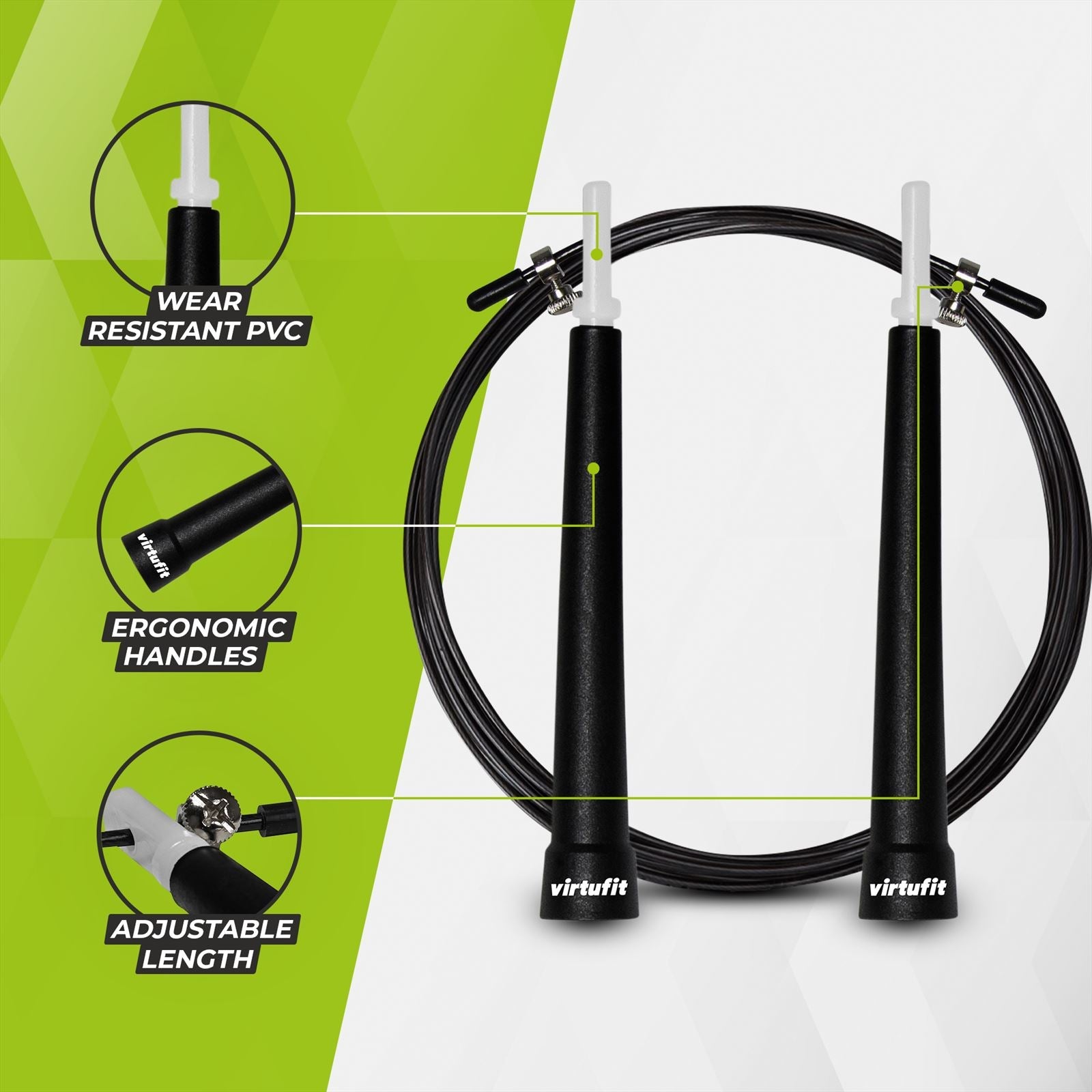 VirtuFit Speedrope - Corde à sauter - Réglable - Noir - Tweedekans