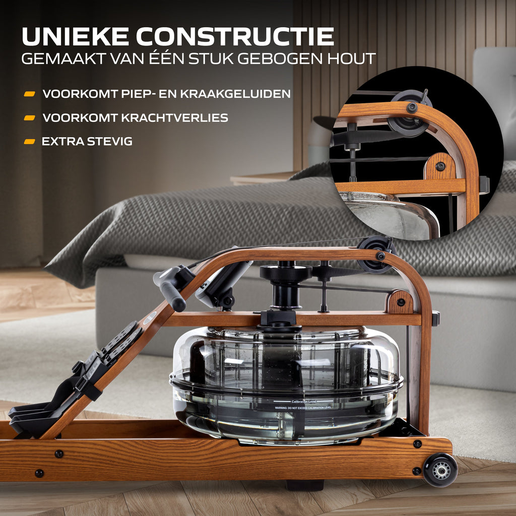 Fluid Rower Viking 3V Rameur + Support pour Smartphone - Chêne Foncé