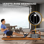 Fluid Rower Viking 3V Rameur + Support pour Smartphone - Chêne Foncé