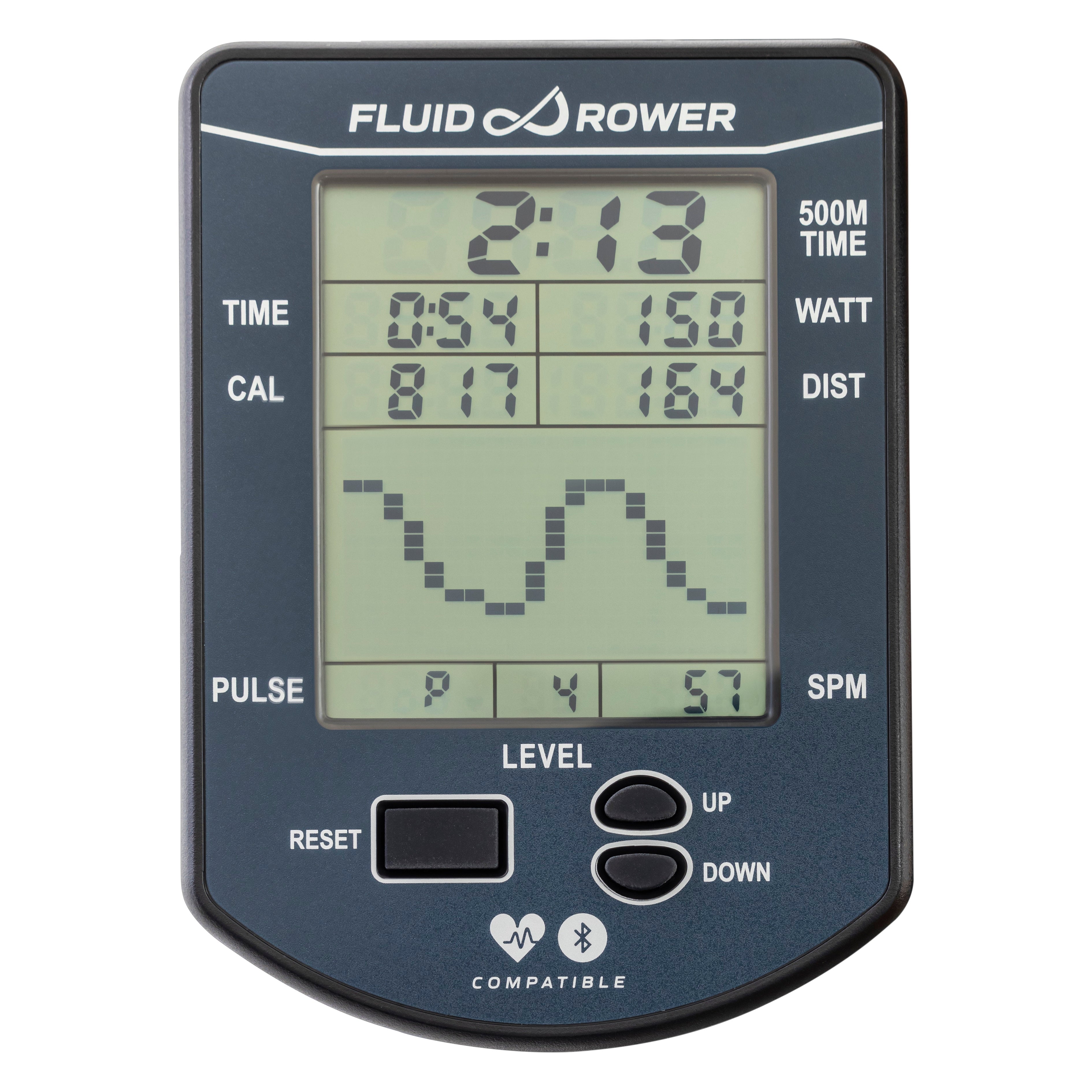 Fluid Rower Viking 3V Rameur + Support pour Smartphone - Chêne Foncé
