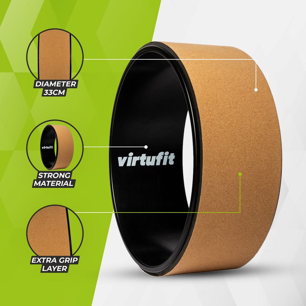 VirtuFit Premium Kurk Yoga Wiel - Ecologisch - 33 cm - Tweedekans