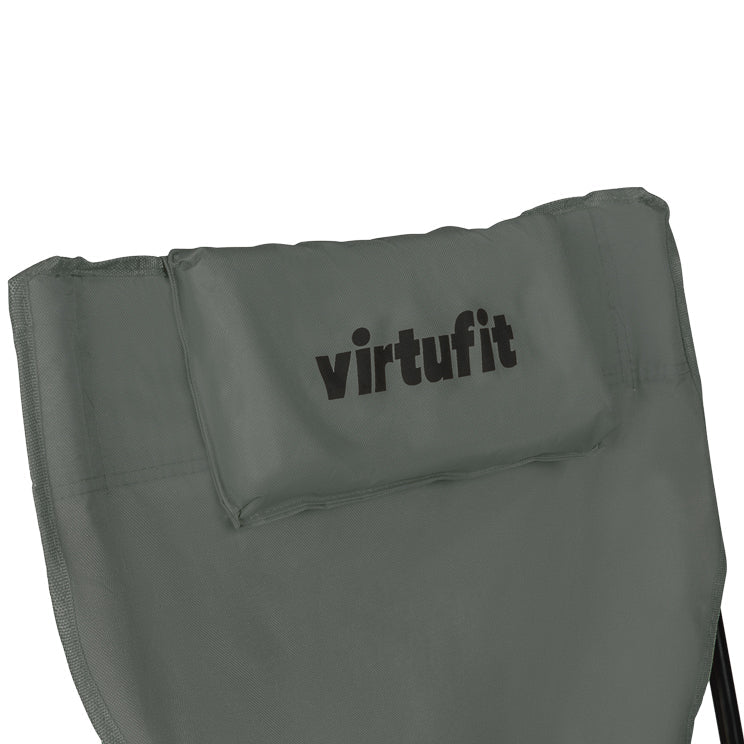 VirtuFit Campingstoel opvouwbaar met voetsteun - Strandstoel - Grijs - Set van 2