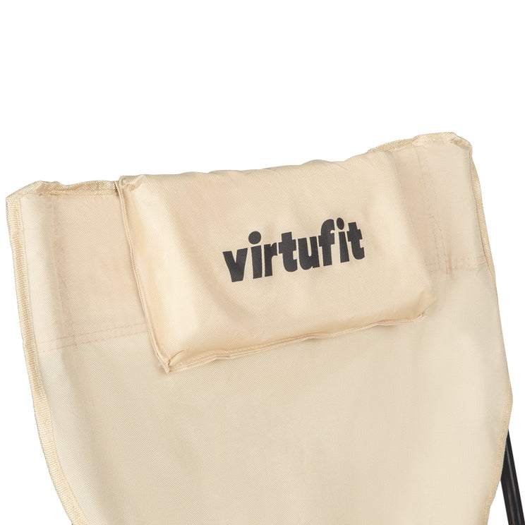 VirtuFit Campingstoel opvouwbaar met voetsteun - Strandstoel - Beige - Set van 2
