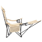 VirtuFit Campingstoel opvouwbaar met voetsteun - Strandstoel - Beige - Set van 2