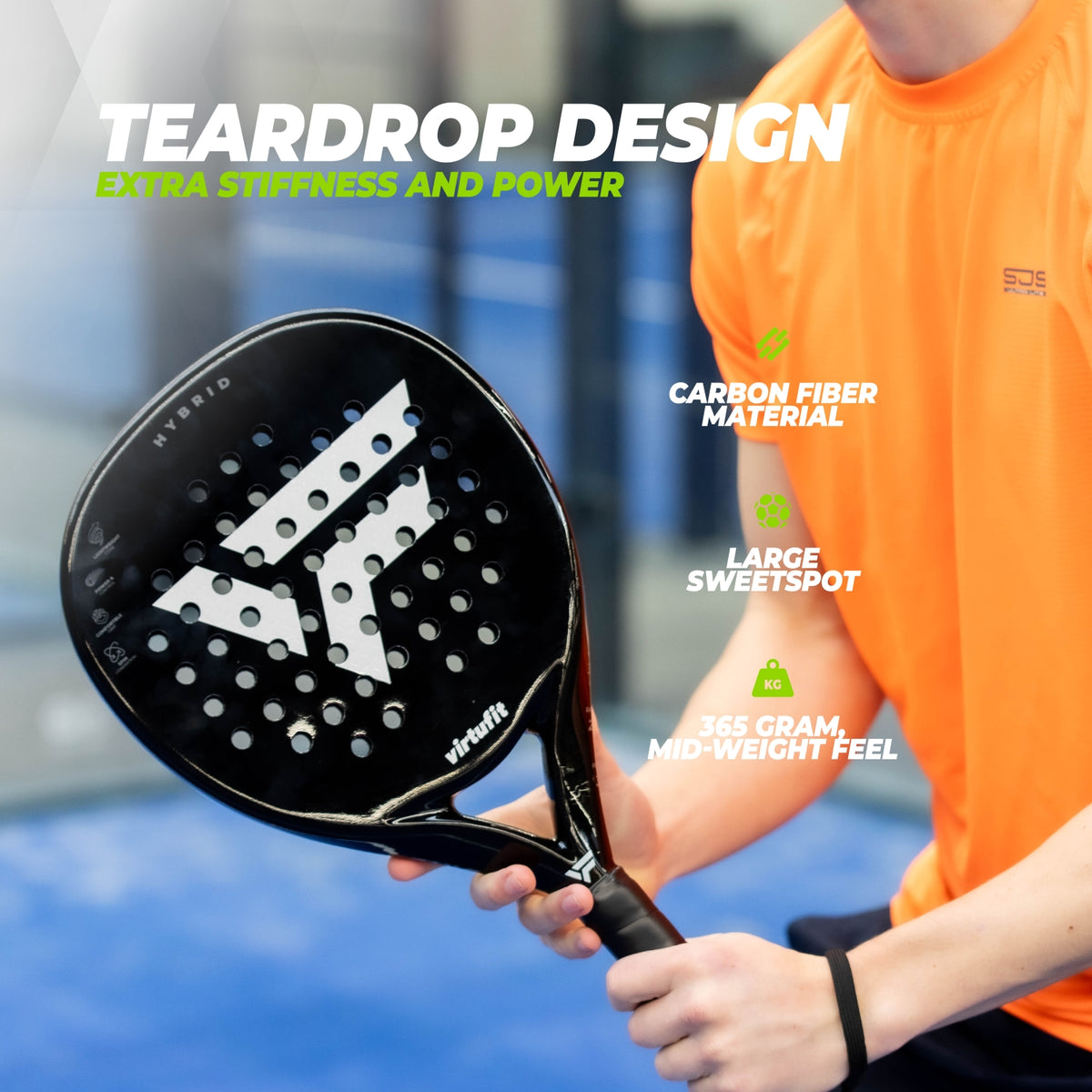 Raquette de padel hybride VirtuFit - Noir - Argent