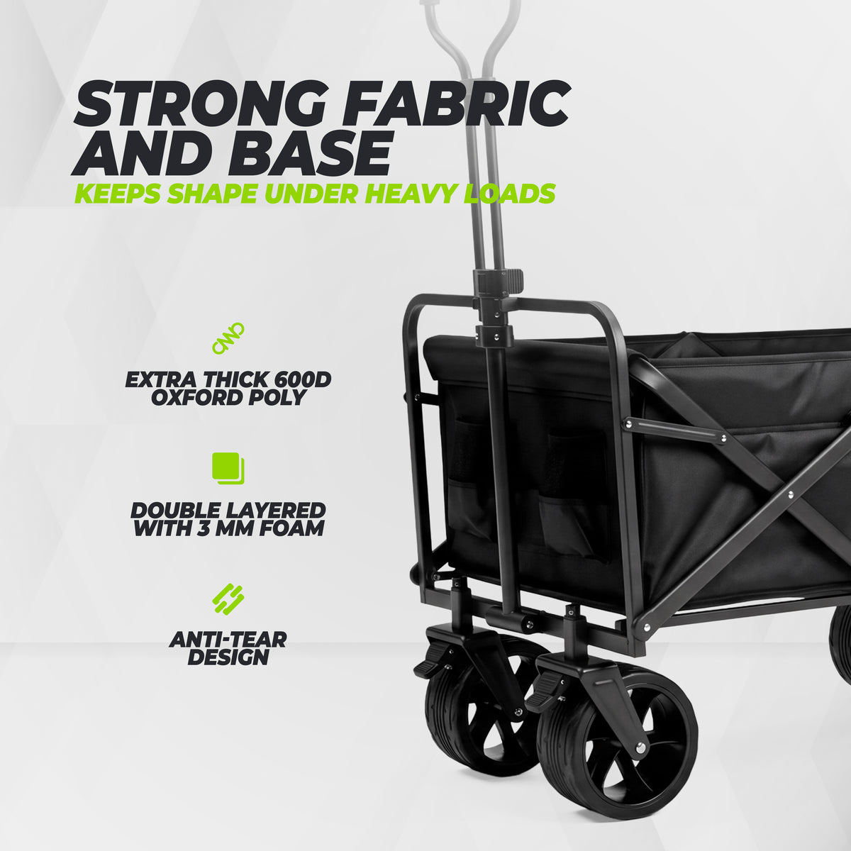 VirtuFit FW100 Opvouwbare Bolderkar - 150 kg Draagvermogen - Incl. Afdekhoes - Zwart