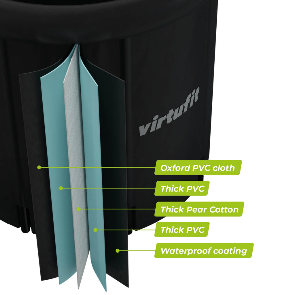 VirtuFit Bain de glace XXL - 375 litres - Anthracite - Accessoires inclus - Deuxième Chance