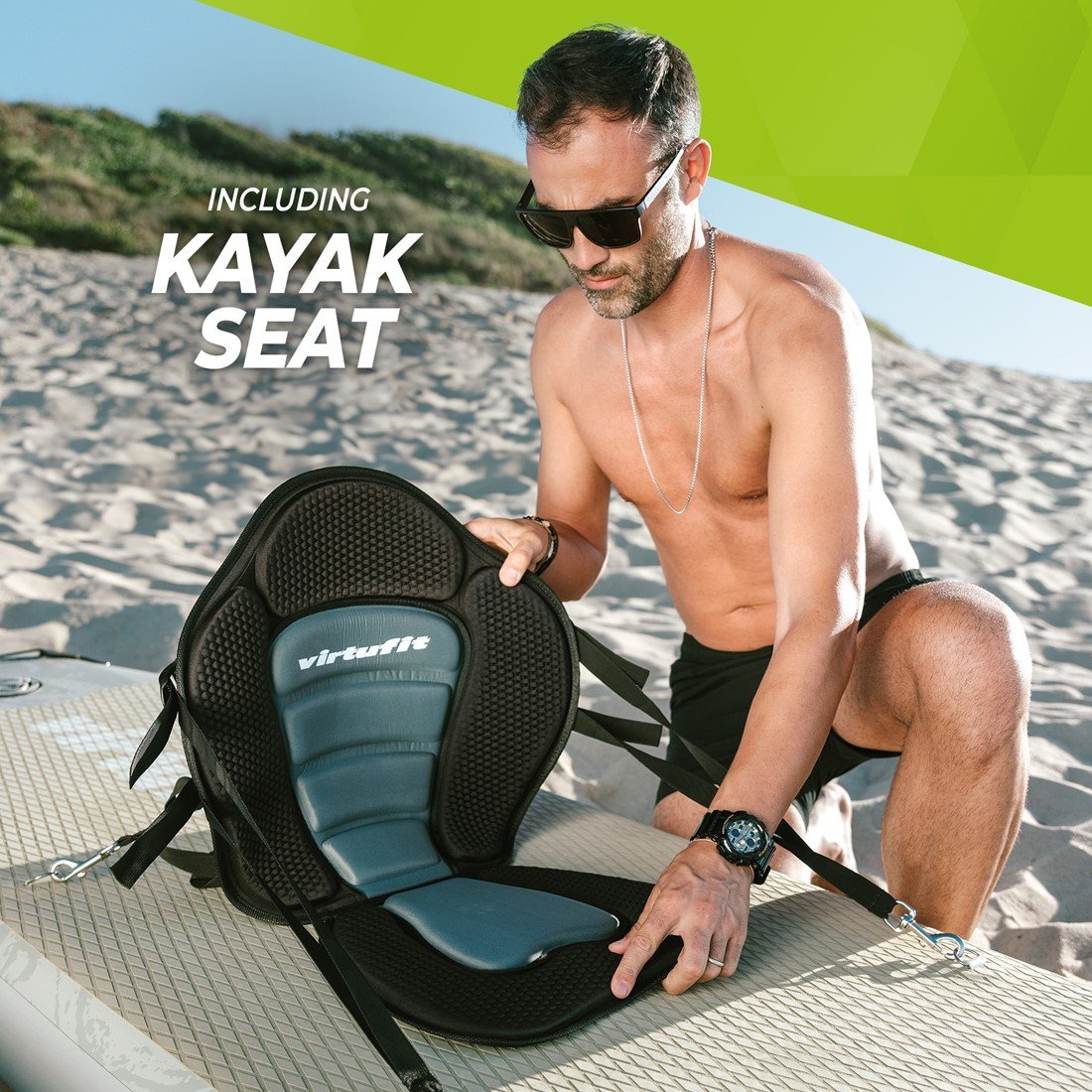 VirtuFit Supboard Cruiser 305 - Noir - Avec siège de kayak, accessoires et sac de transport