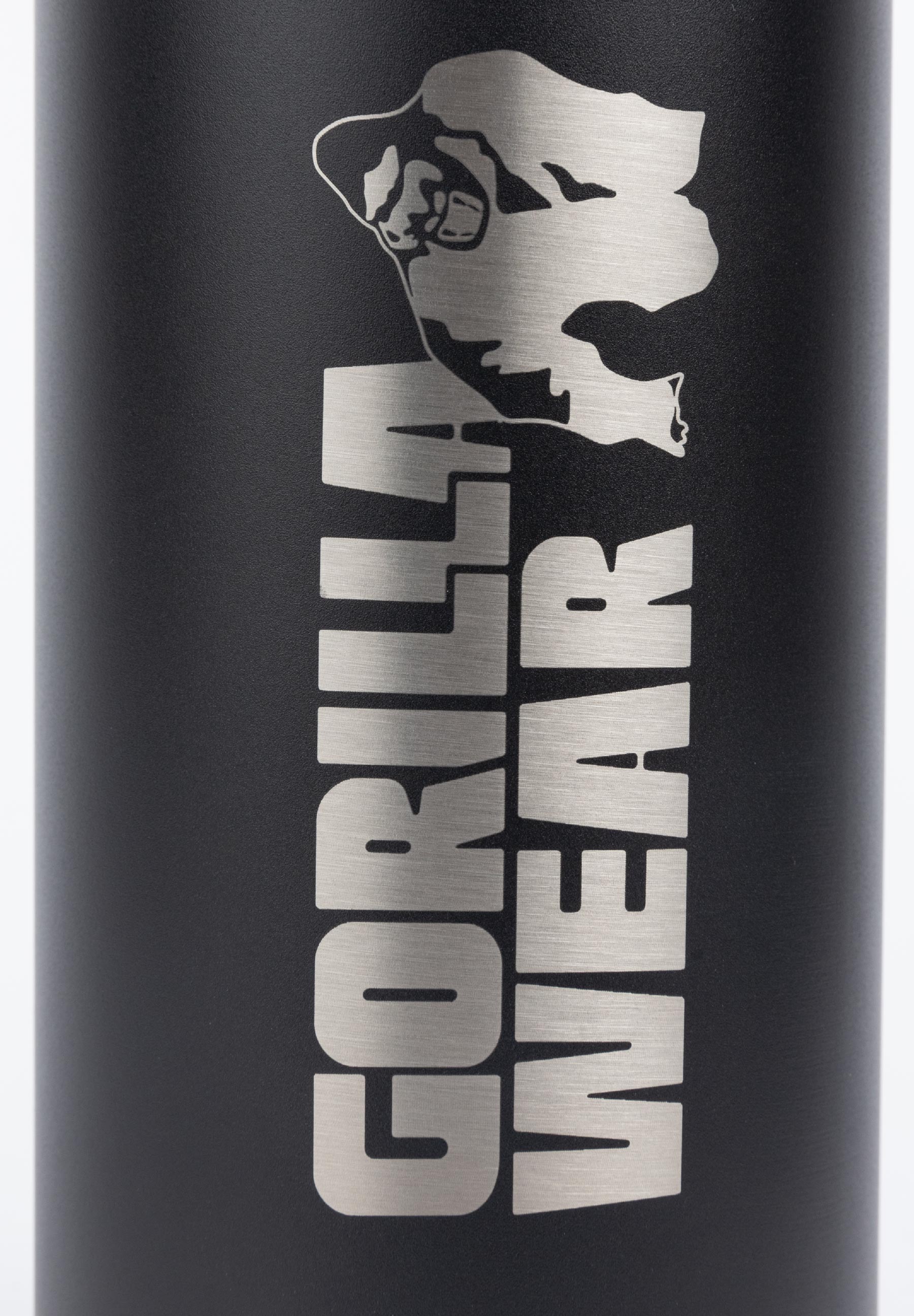 Gorilla Wear Bouteille d'eau isolée en acier inoxydable - Noir - 1000 ml