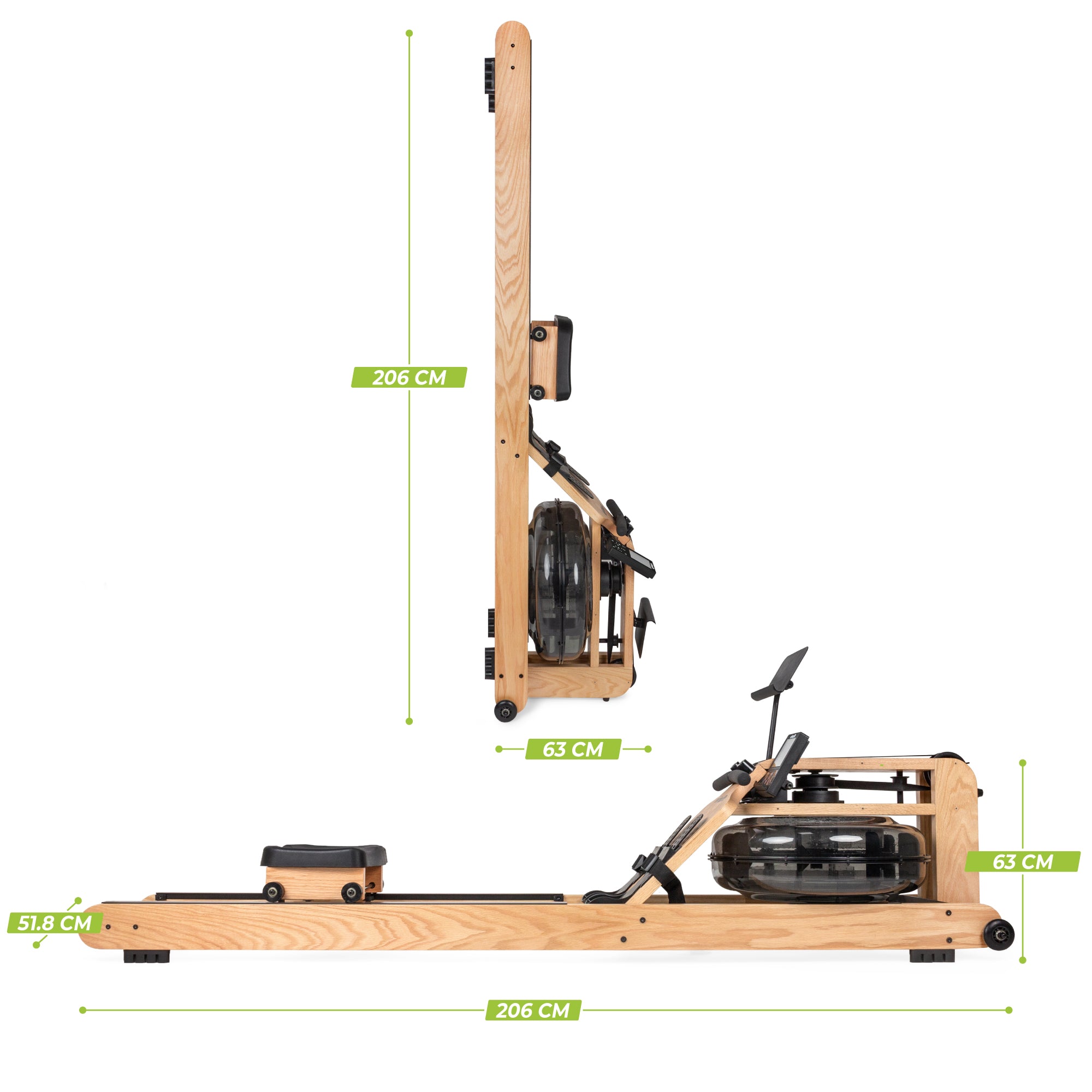 VirtuFit Rameur Elite Water Resistance - Bois/chêne