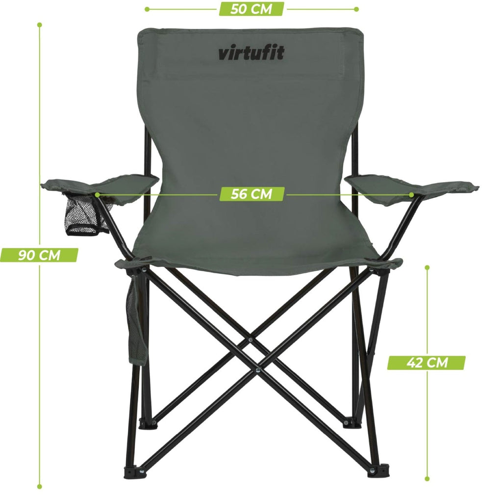 VirtuFit Opvouwbare Camping Stoel - Grijs - Set van 2