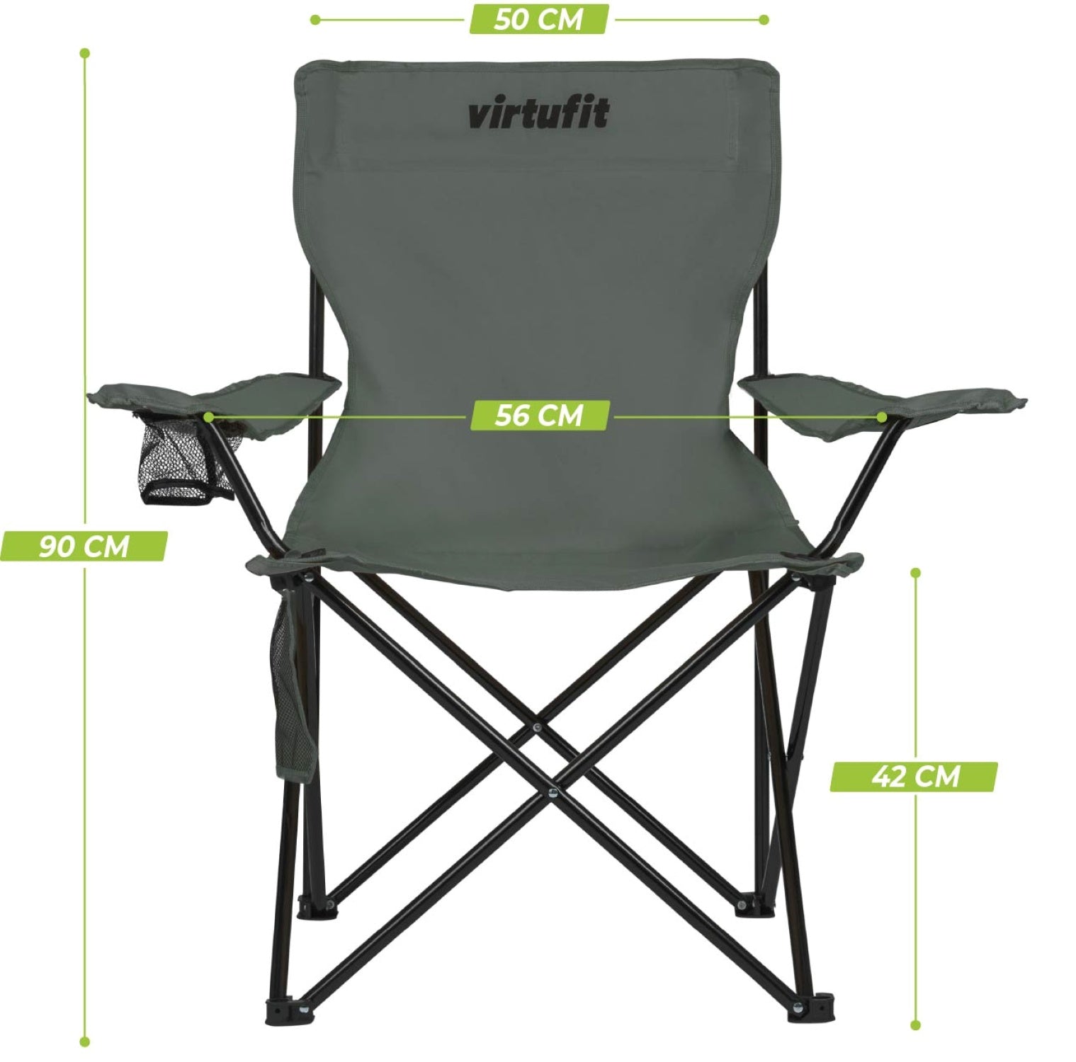VirtuFit Foldable Camping Chair - Chaise de plage - Gris - Tweedekans