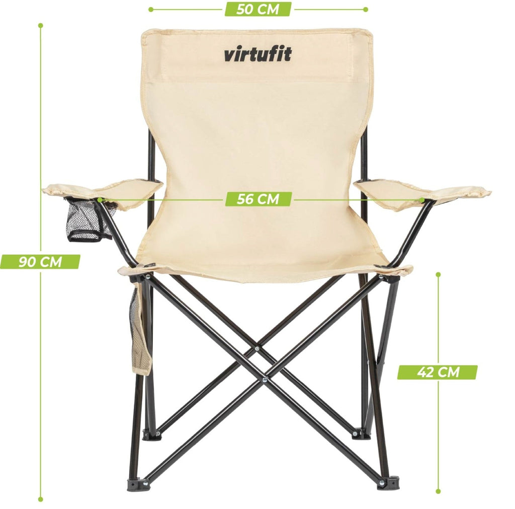 VirtuFit Opvouwbare Camping Stoel - Beige - Set van 2