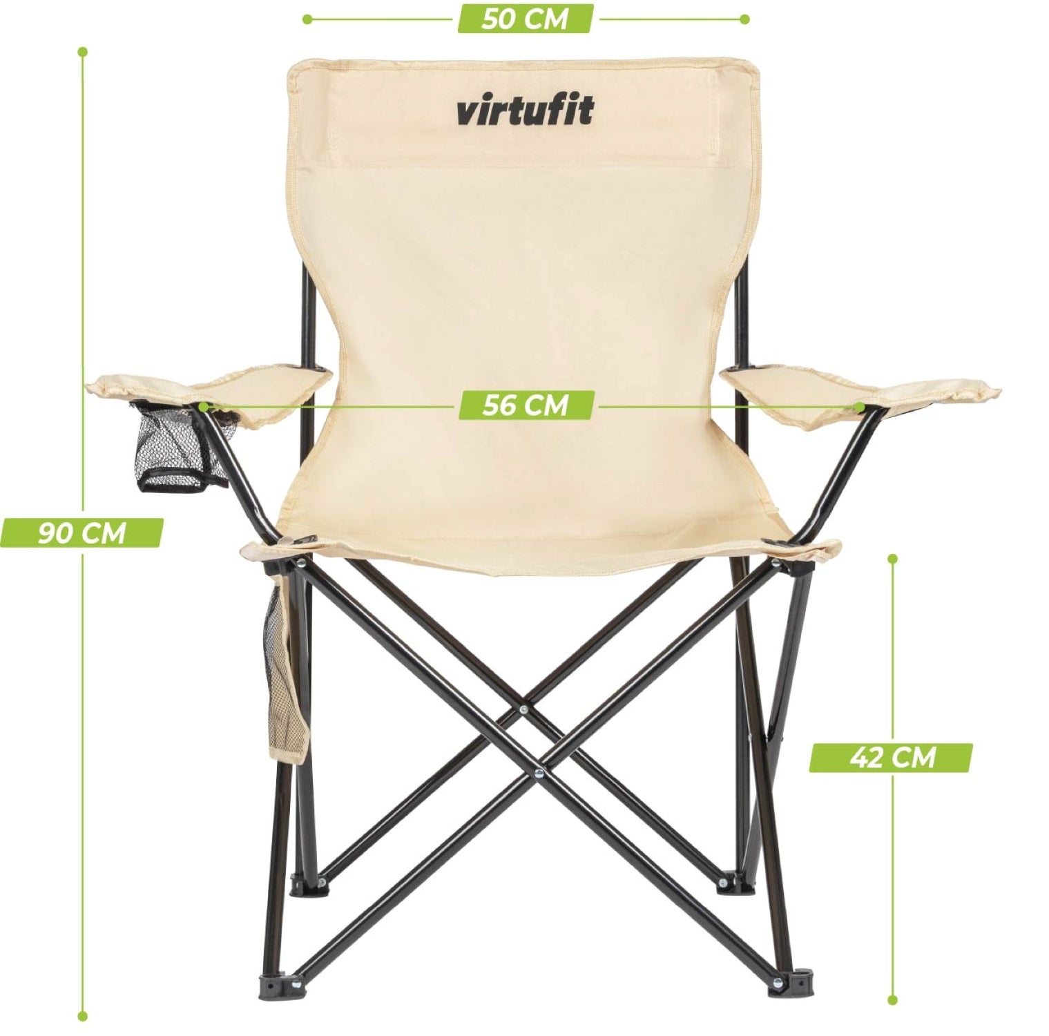VirtuFit Opvouwbare Camping Stoel - Beige - Set van 2