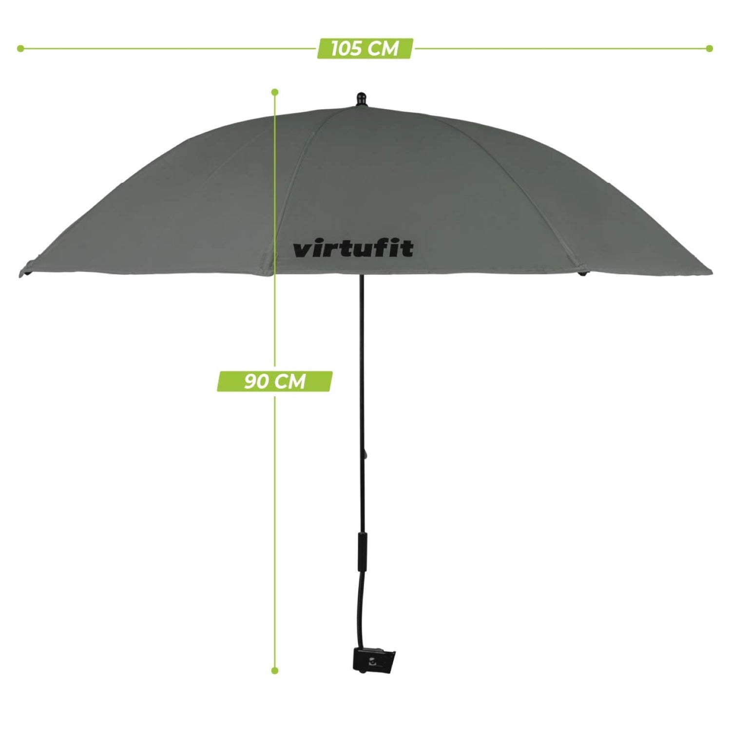 VirtuFit Opvouwbare Camping Stoel - Inclusief Universele Stoelparasol - Grijs