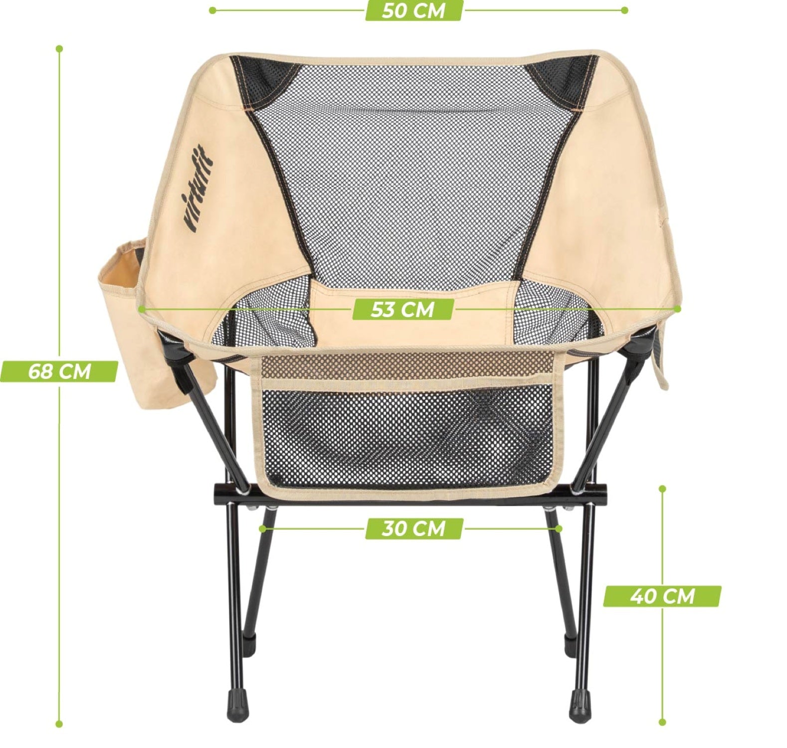 VirtuFit Camping Stoel Compact - Opvouwbaar - Beige - Set van 2 - Afbeelding 7