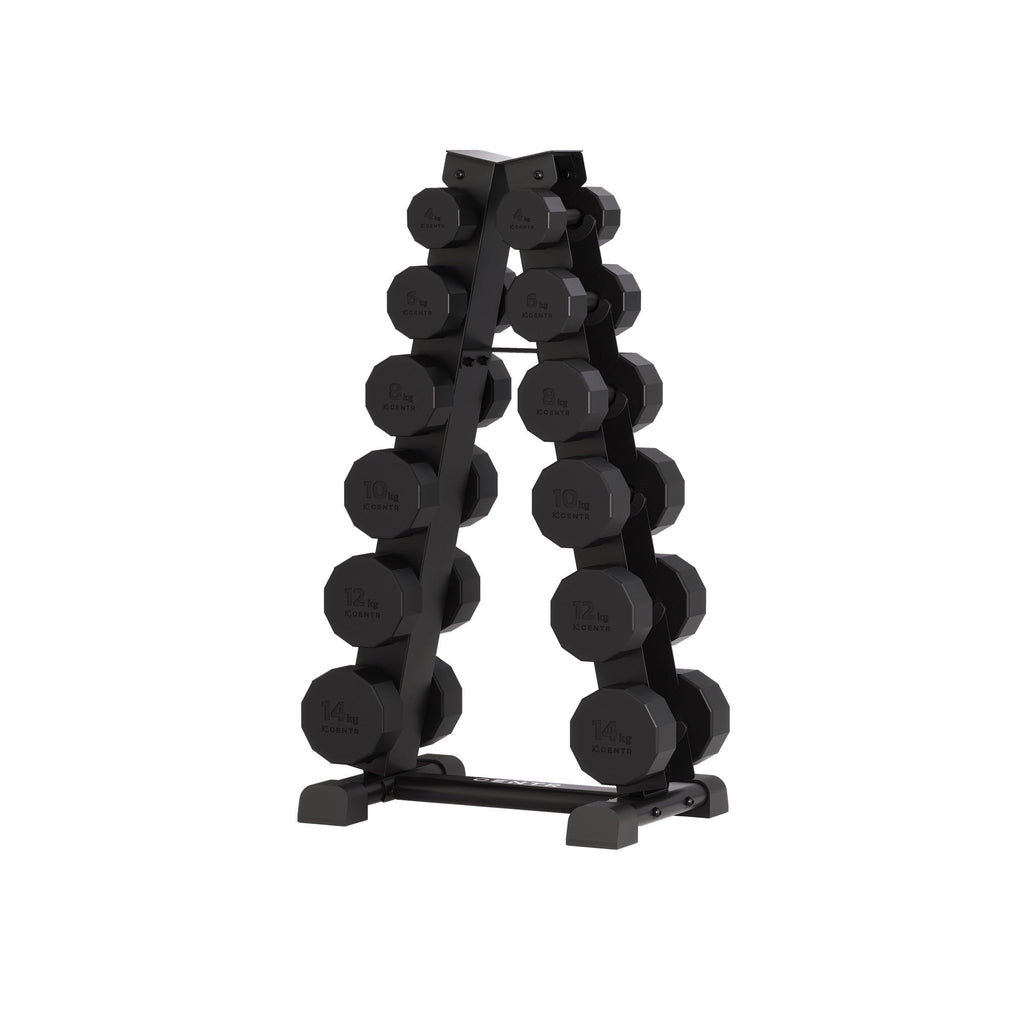 Centr Dumbbell Tower avec set d’haltères 12 pièces - 4 à 14 kg