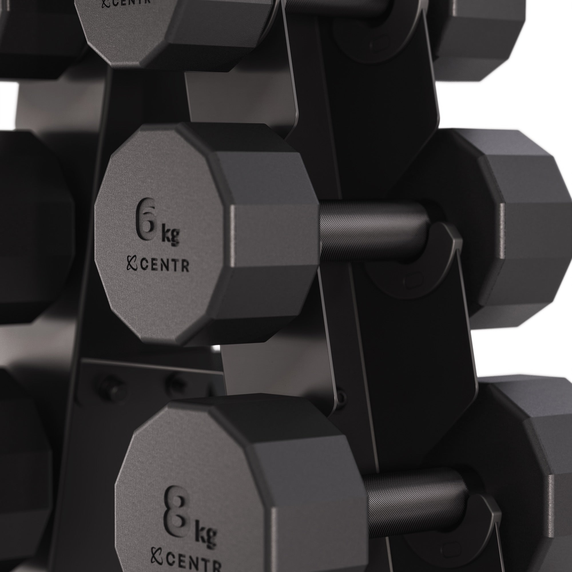Centr Dumbbell Tower avec set d’haltères 12 pièces - 4 à 14 kg