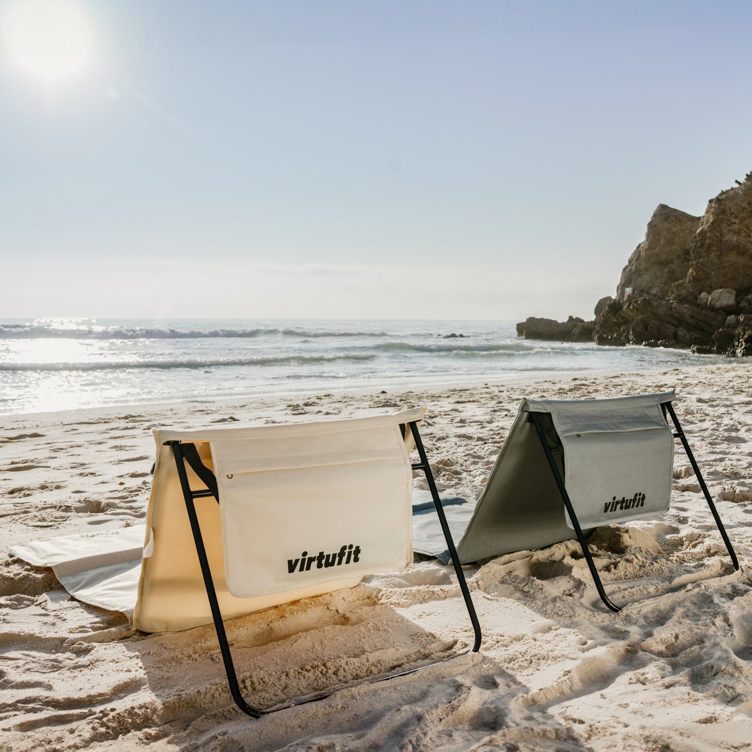 VirtuFit Strandmat - Zwart - Set van 2