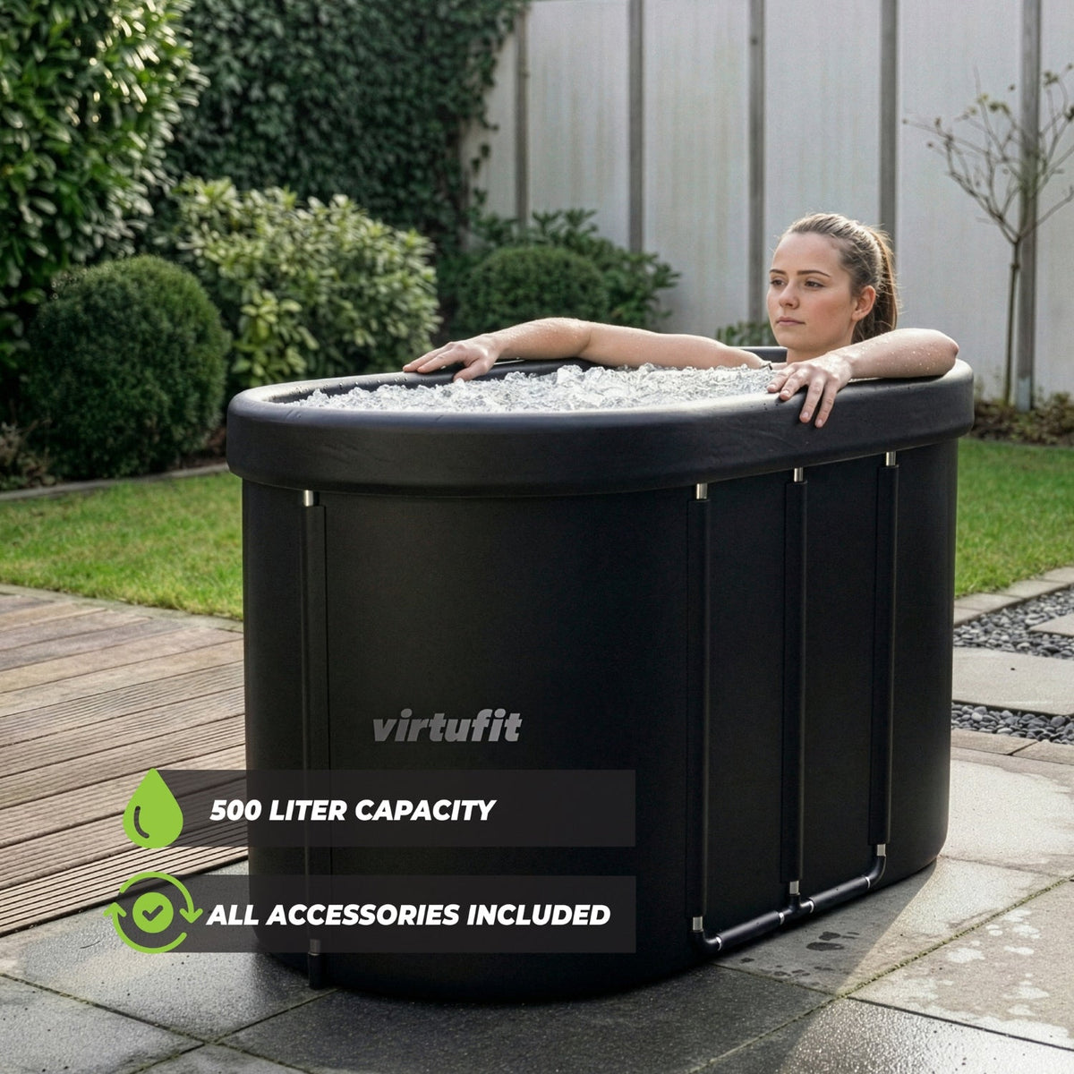 VirtuFit Bain de glace - Ovale - 500 litres - Anthracite - Accessoires inclus - Tweedekans