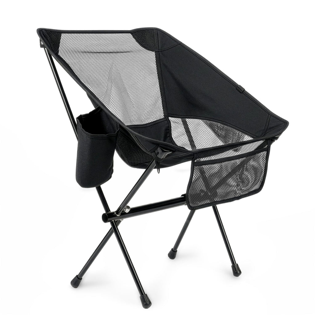 VirtuFit Camping Stoel Compact - Opvouwbaar - Zwart - Set van 2 - In gebruik