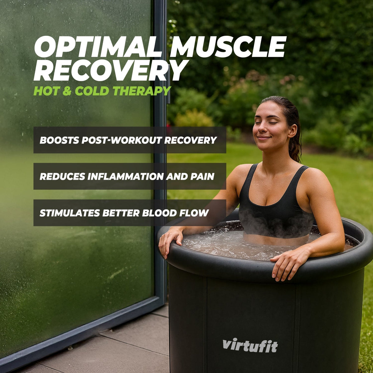 VirtuFit Bain de glace XXL - 375 litres - Anthracite - Accessoires inclus - Tweedekans