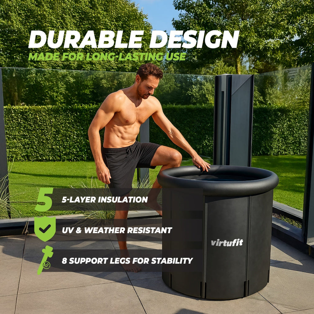 VirtuFit Bain de glace XXL - 375 litres - Anthracite - Accessoires inclus - Tweedekans