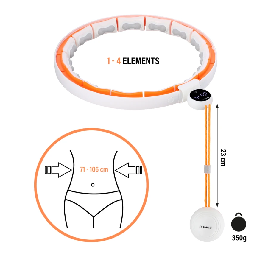 HMS Cerceau de Fitness - Aimants, Poids & Compteur - Blanc/Orange