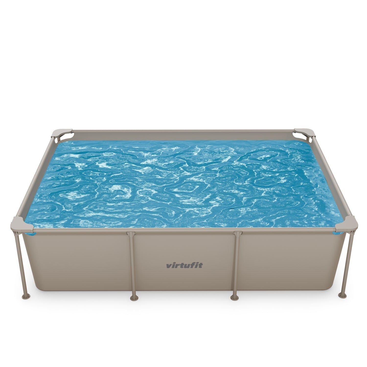 VirtuFit Rechthoekig Zwembad - 260 x 180 x 66 cm - Beige - Inclusief Filterpomp - Tweedekans