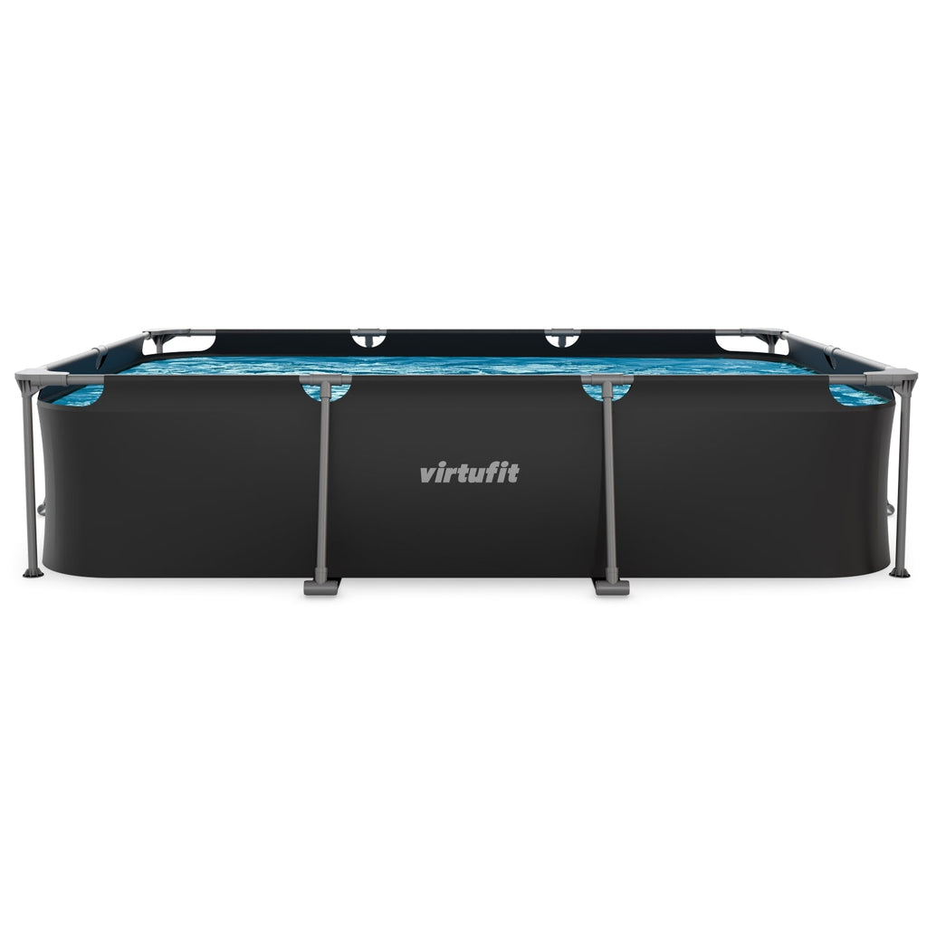 Piscine Rectangulaire VirtuFit - 300 x 210 x 66 cm - Anthracite - Inclut une Pompe de Filtration