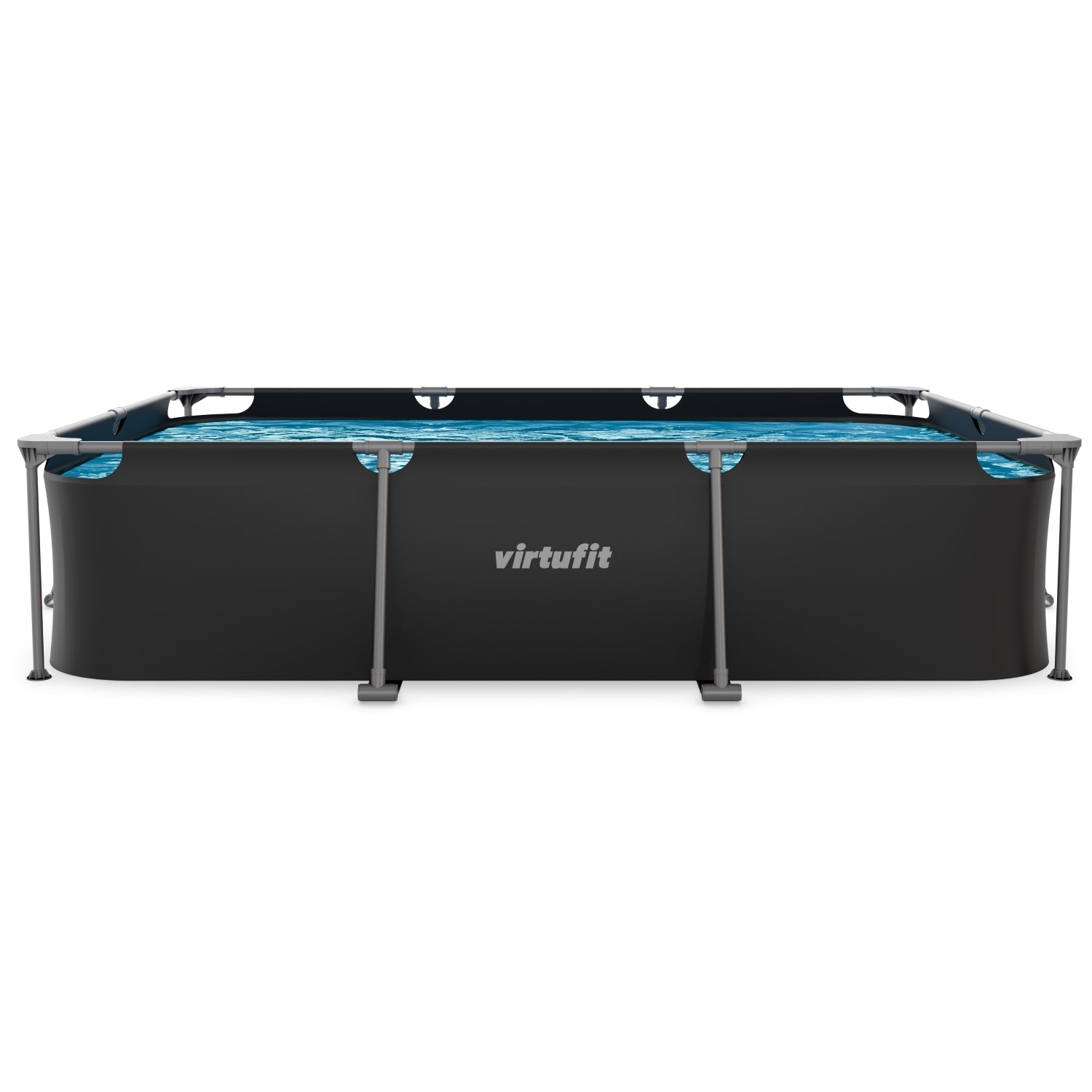 Piscine Rectangulaire VirtuFit - 300 x 210 x 66 cm - Anthracite - Inclut une Pompe de Filtration