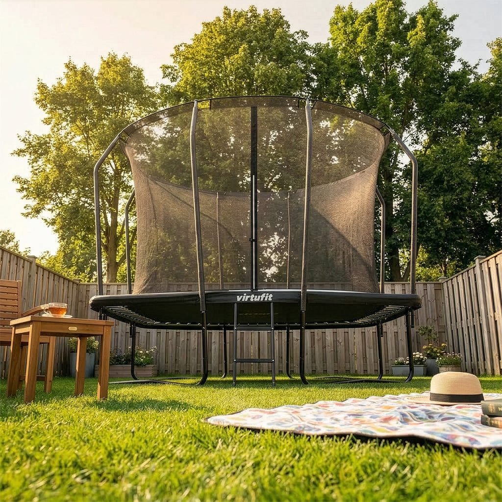 VirtuFit Trampoline Rectangulaire Premium avec Filet de Sécurité - Noir - 213 x 305 cm - Tweedekans
