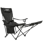 VirtuFit Campingstoel opvouwbaar met voetsteun - Strandstoel - Zwart - Set van 2