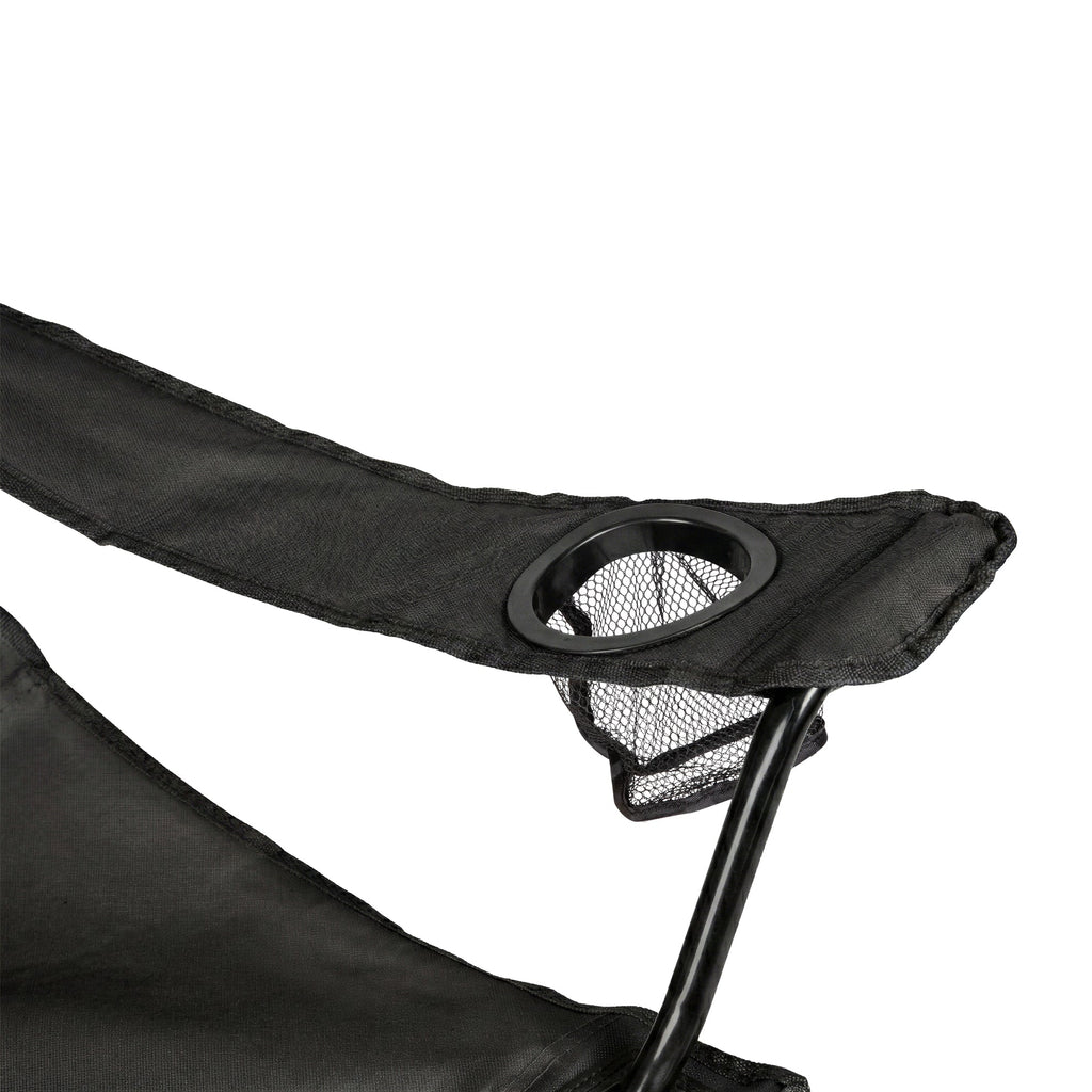 VirtuFit Campingstoel opvouwbaar met voetsteun - Strandstoel - Zwart - Set van 2