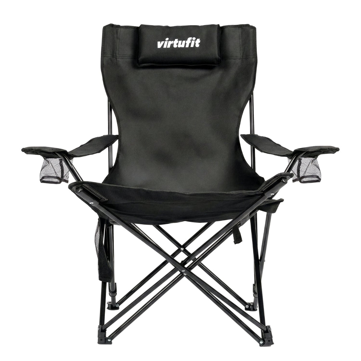 VirtuFit Chaise de camping pliable avec repose-pieds - Chaise de plage - Noir - Tweedekans