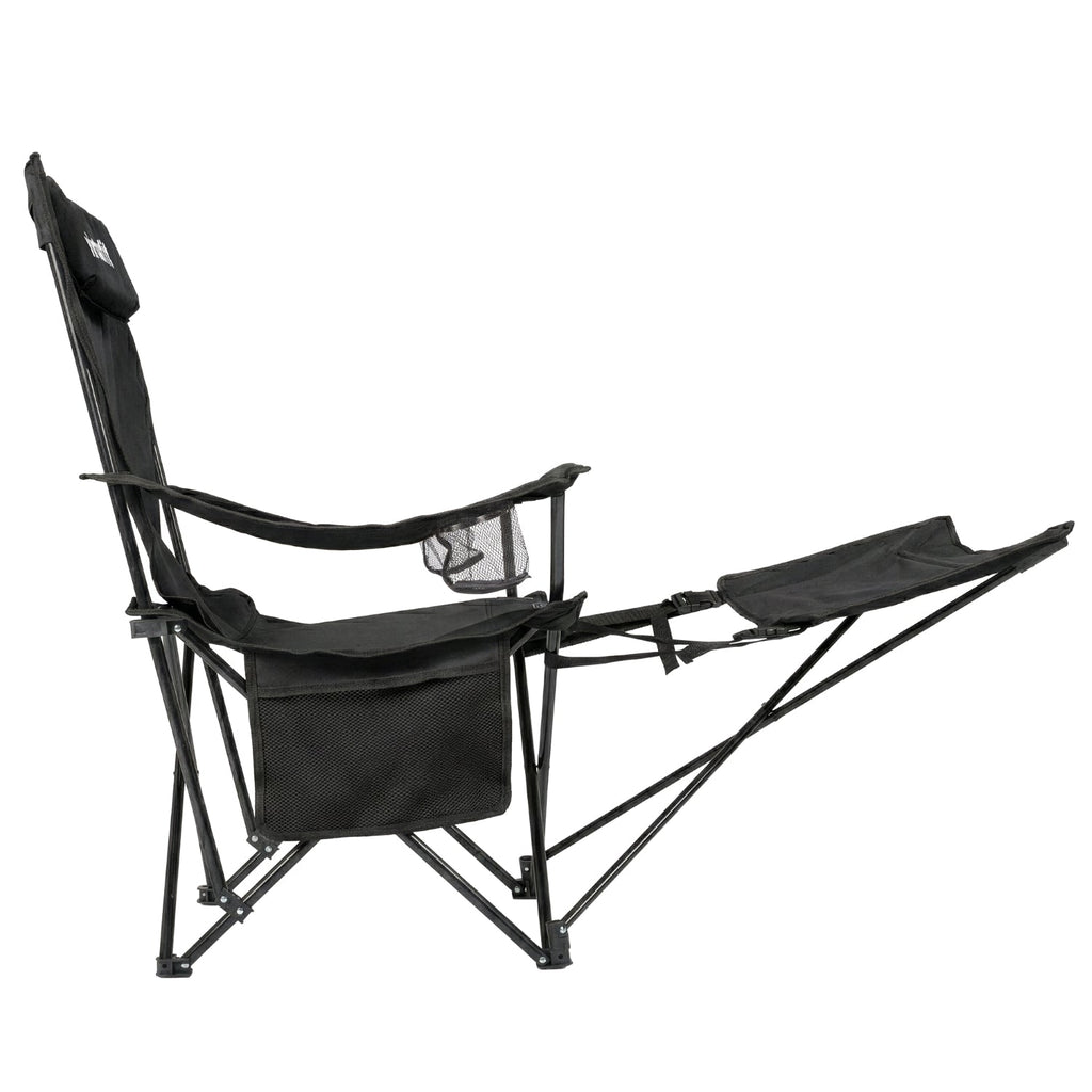 VirtuFit Chaise de camping pliable avec repose-pieds - Chaise de plage - Noir - Tweedekans