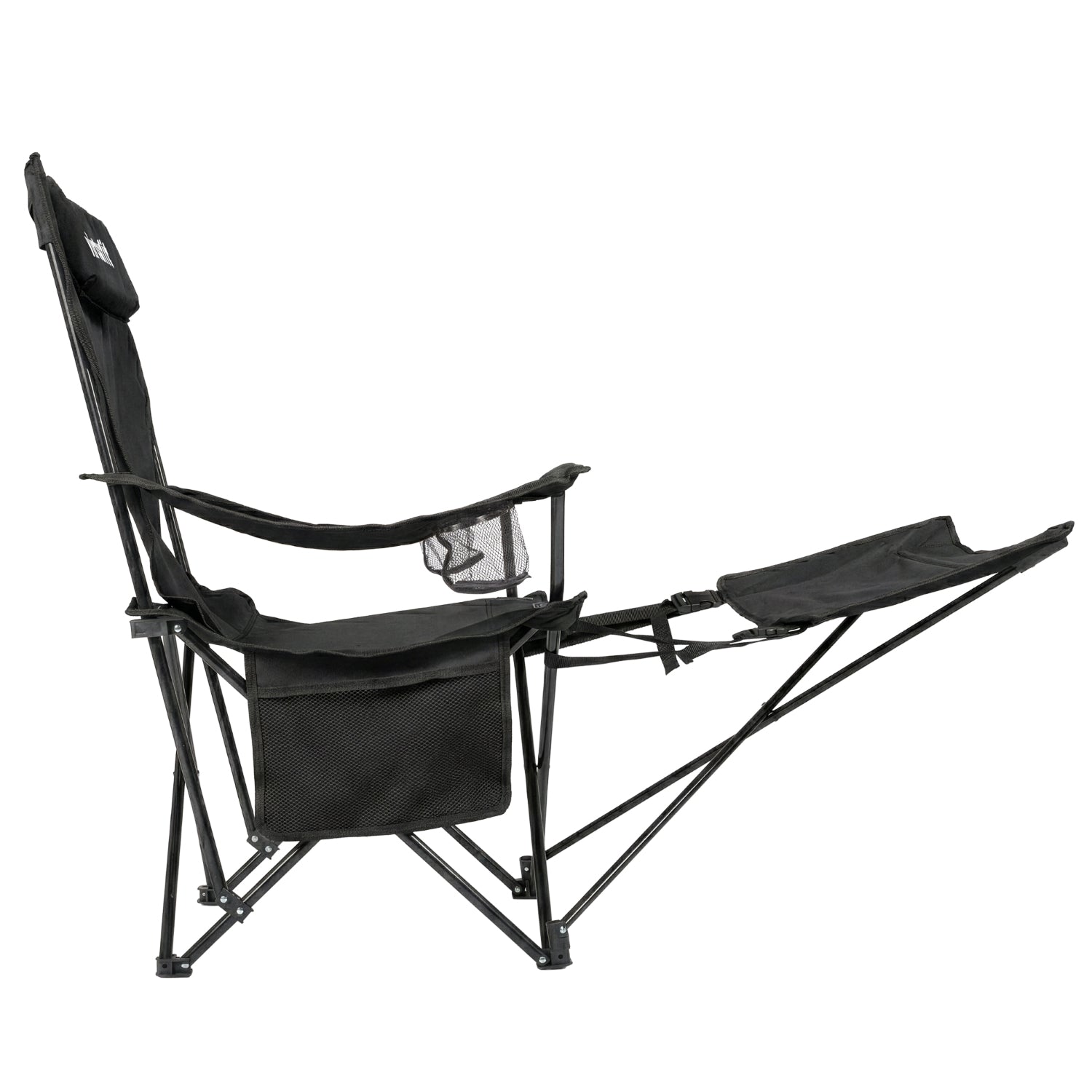 VirtuFit Chaise de camping pliable avec repose-pieds - Chaise de plage - Noir - Tweedekans