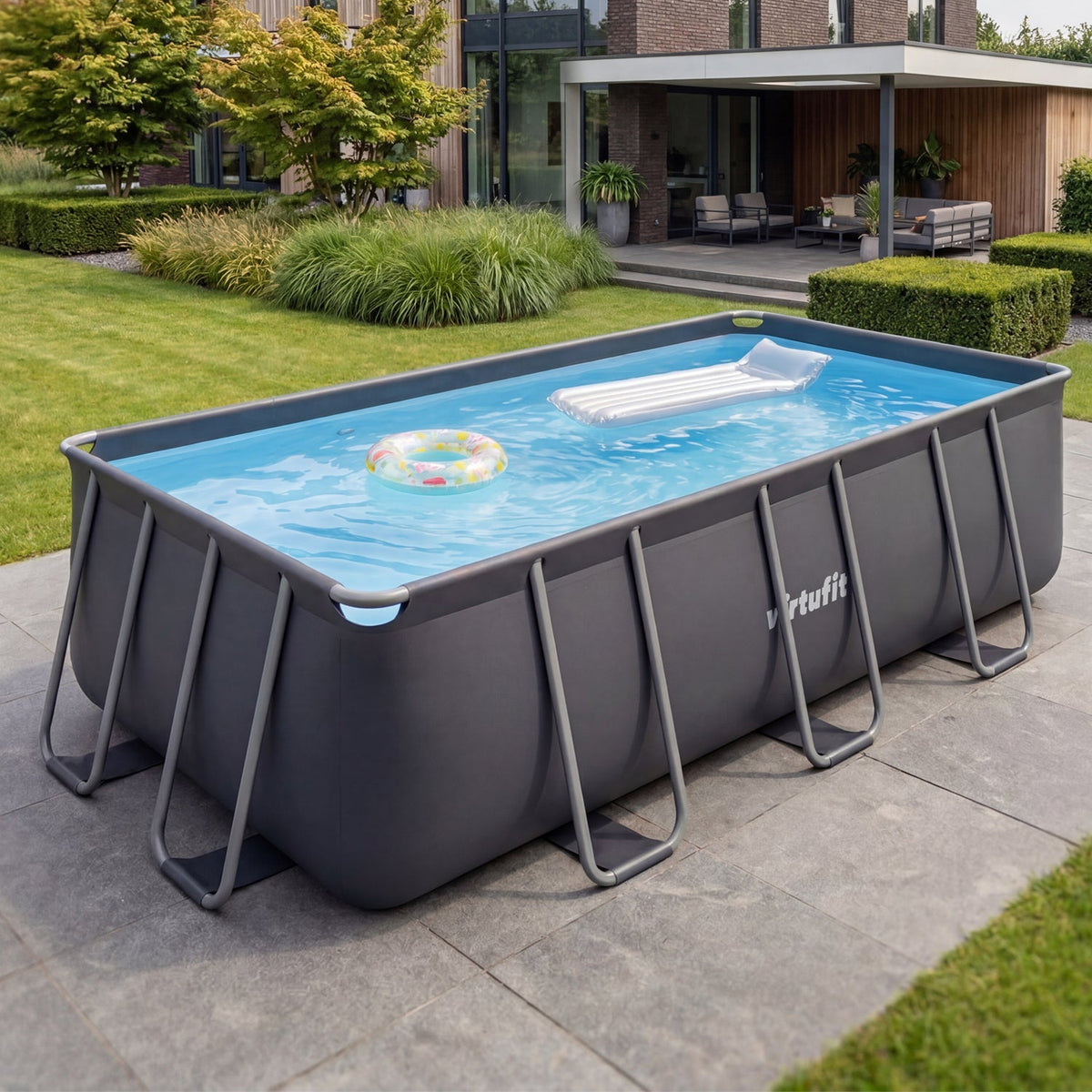 Piscine Rectangulaire VirtuFit 400 x 200 x 122 cm - Anthracite - Tweedekans