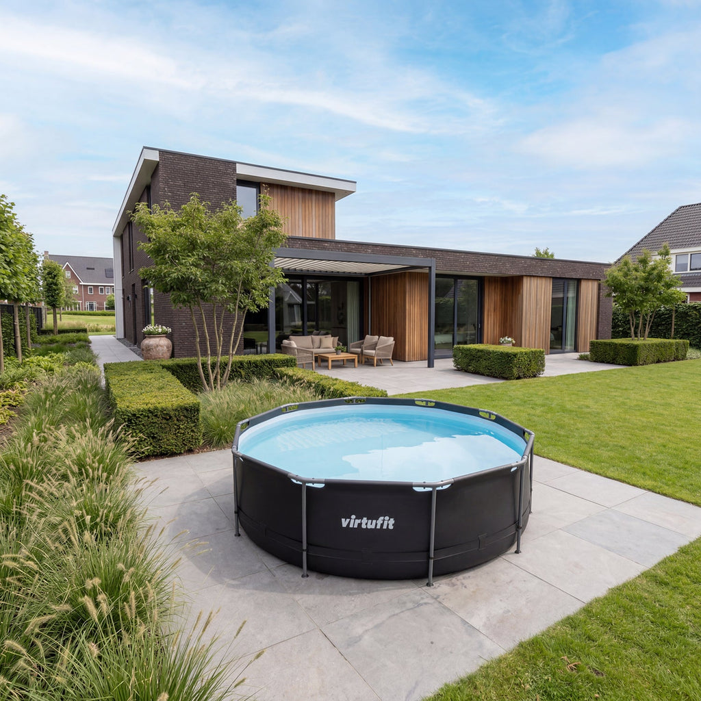 Piscine Ronde VirtuFit - Ø366 x 100 cm - Anthracite - Inclus Pompe Filtrante