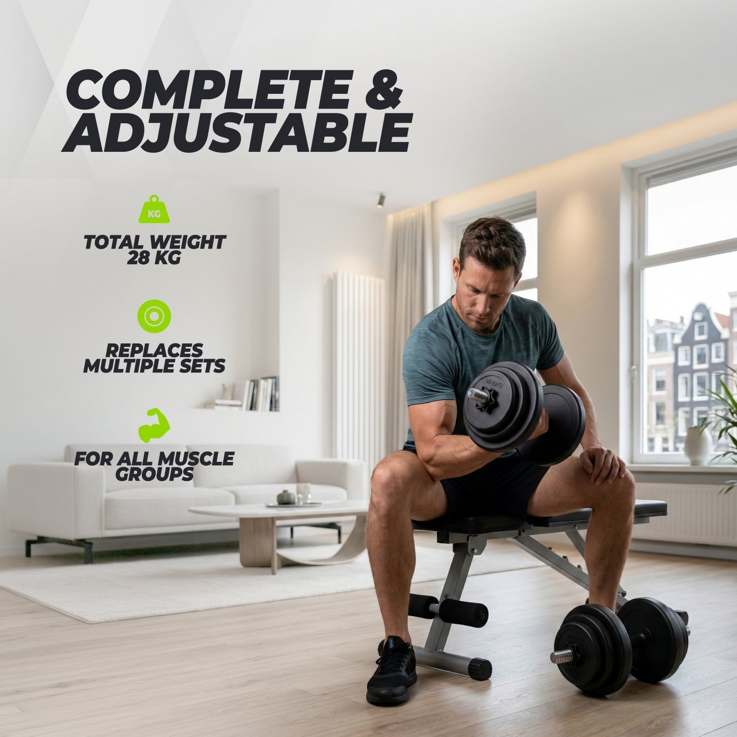 VirtuFit Ensemble Haltères réglables - Vinyle - 2 x 14 kg (28 kg)