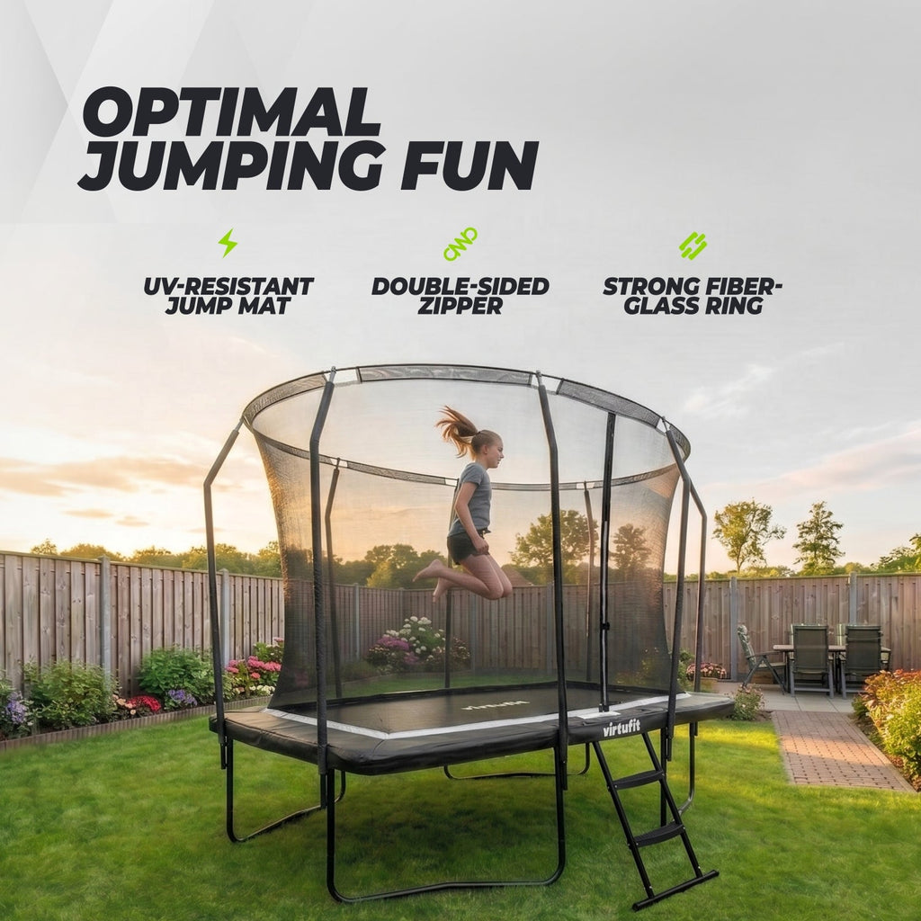 VirtuFit Trampoline Rectangulaire Premium avec Filet de Sécurité - Noir - 183 x 274 cm - Tweedekans