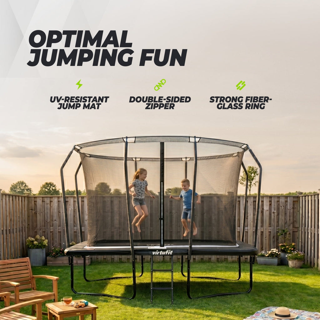 VirtuFit Trampoline Rectangulaire Premium avec Filet de Sécurité - Noir - 213 x 305 cm - Tweedekans