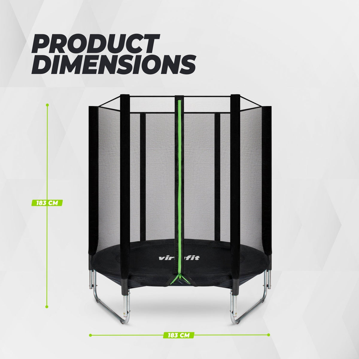 Trampoline VirtuFit avec filet de sécurité - Noir - 183 cm - Tweedekans