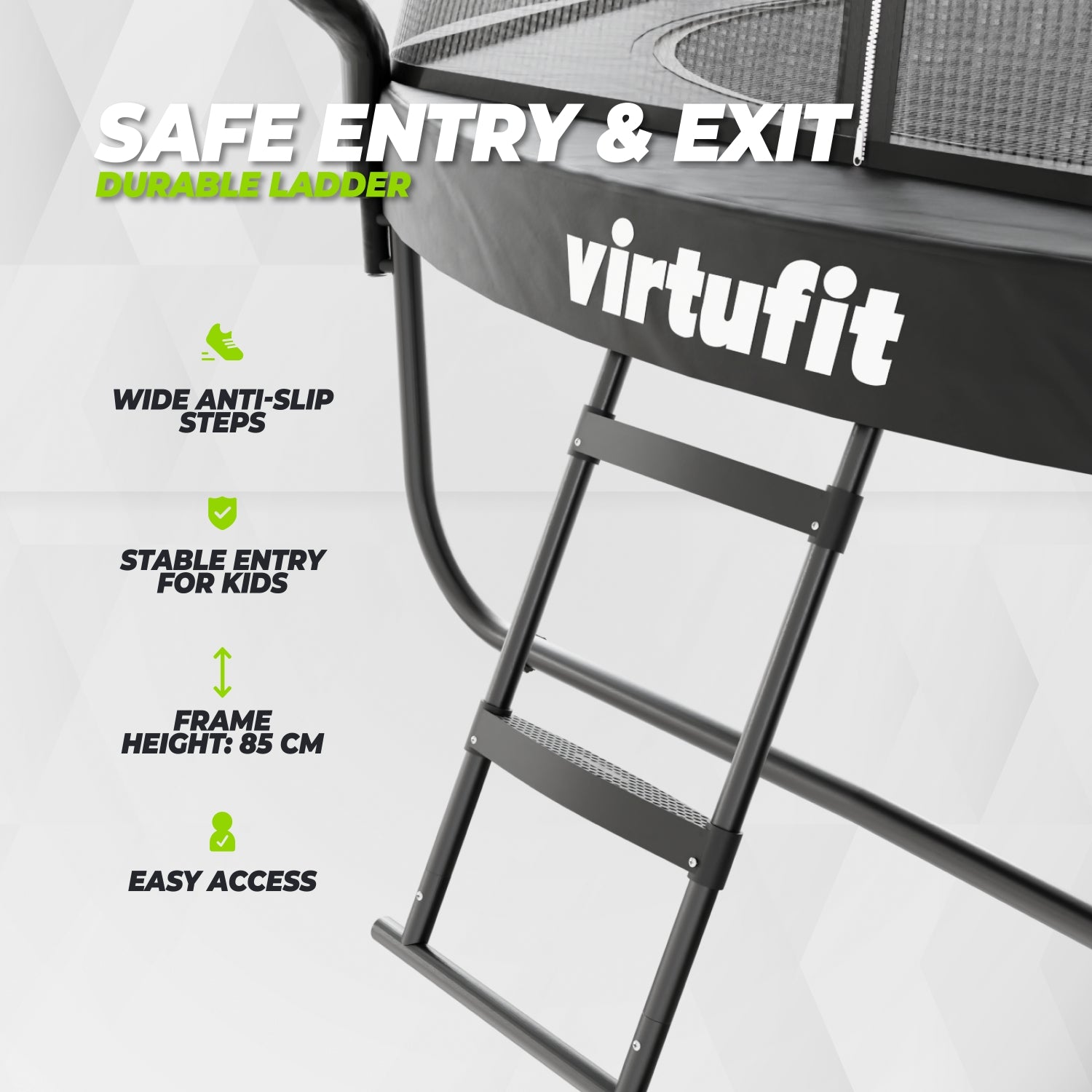 Trampoline VirtuFit Premium avec filet de sécurité - Noir - 366 cm - Tweedekans