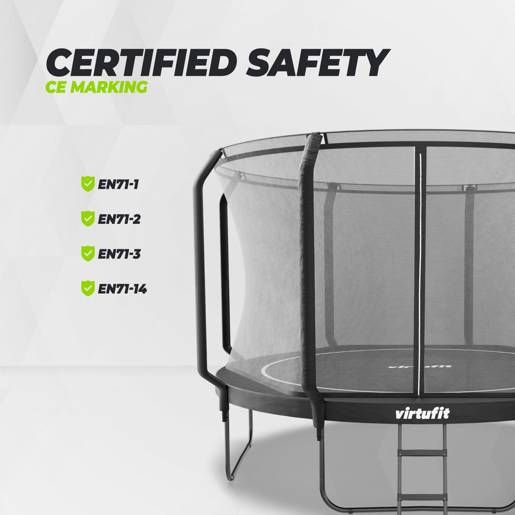 Trampoline VirtuFit Premium avec filet de sécurité - Noir - 366 cm - Tweedekans