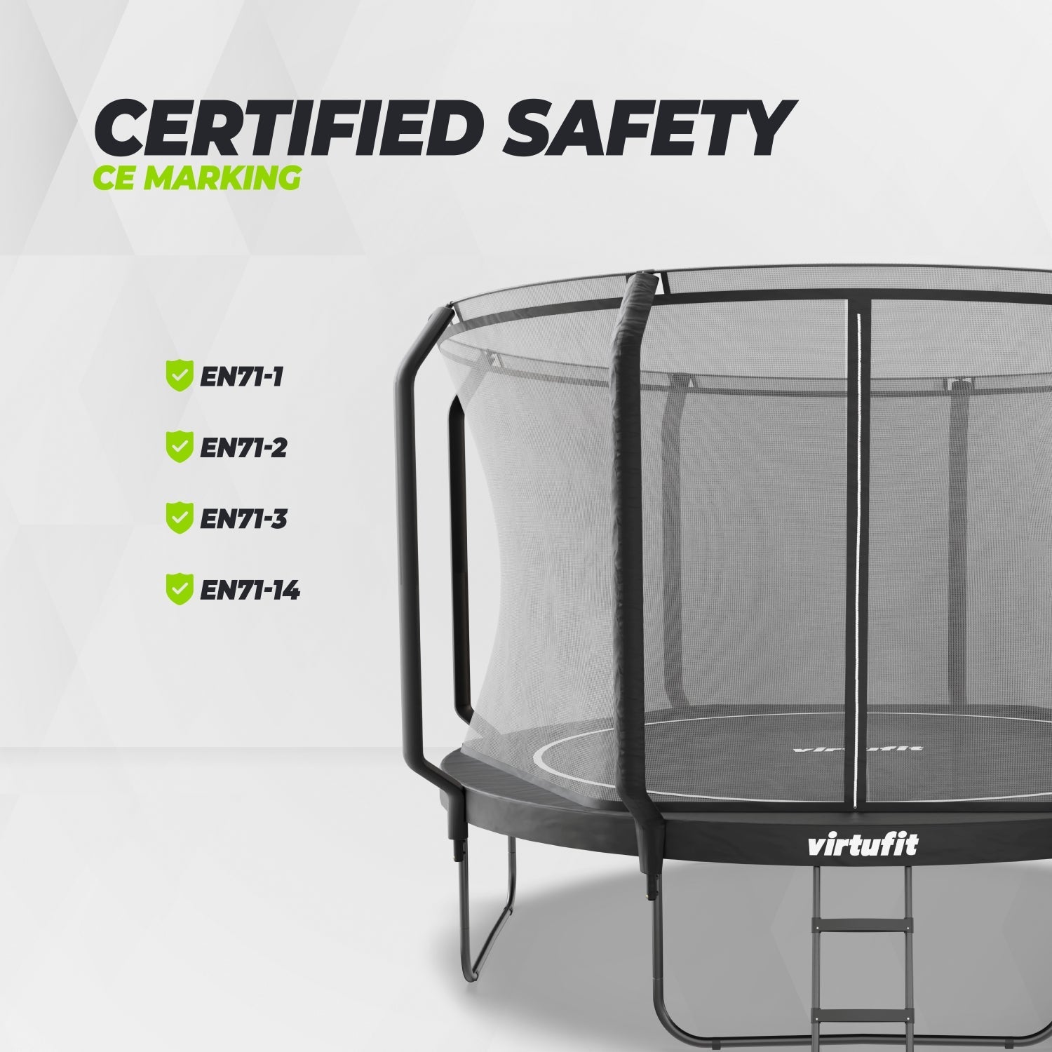 Trampoline VirtuFit Premium avec filet de sécurité - Noir - 366 cm - Tweedekans