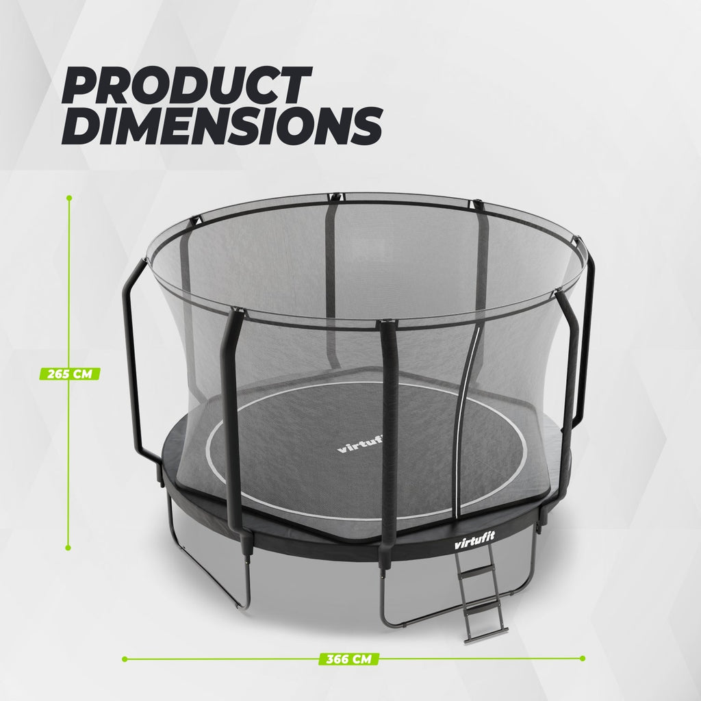 Trampoline VirtuFit Premium avec filet de sécurité - Noir - 366 cm - Tweedekans